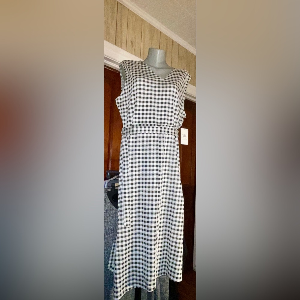 Chaus Brand Black and White Checkered Sleeveless Dress. Size XL - Picture 3 of 6